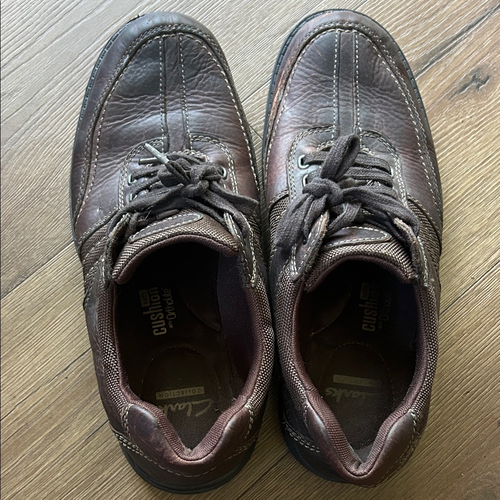 Clarks Men's Dark Brown Leather Lace-Up Casual Shoes ! Size 9